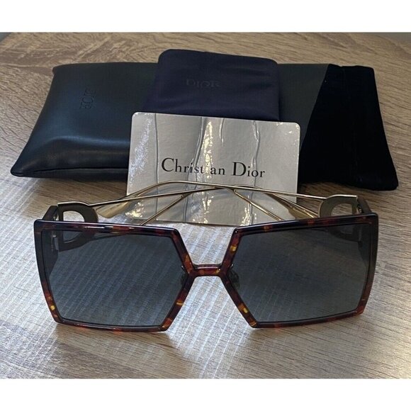Dior 30 Montaigne Tortoise Dark Havana Oversized Square Gradient Sunglasses - Picture 2 of 16
